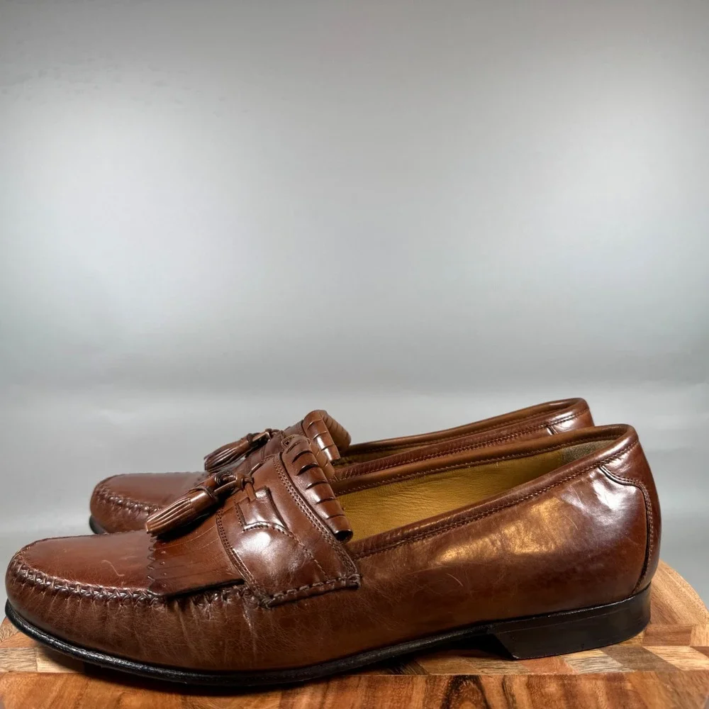 Johnston & Murphy‎ Mens Brown Leather Kiltie Tassel Loafers Size 11 M